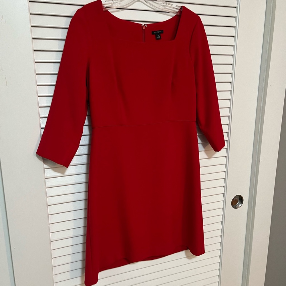 Ann Taylor Vibrant Red Mid Sleeve Dress